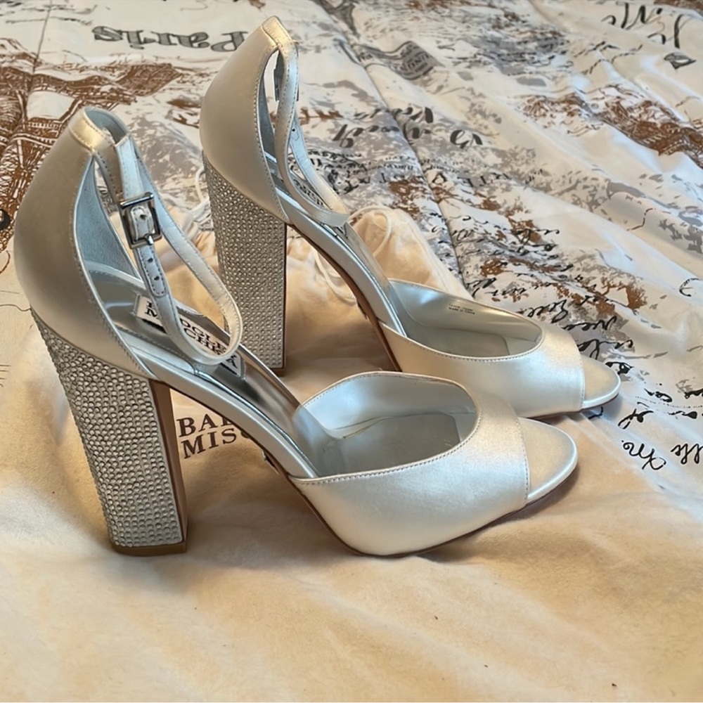 Badgley Mischka Vanda Embellished Block Heel Shoes!